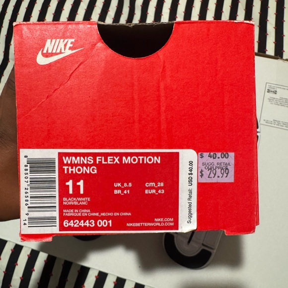 Nike Flex Motion Thong Sandals - Black and White - Picture 1 of 3